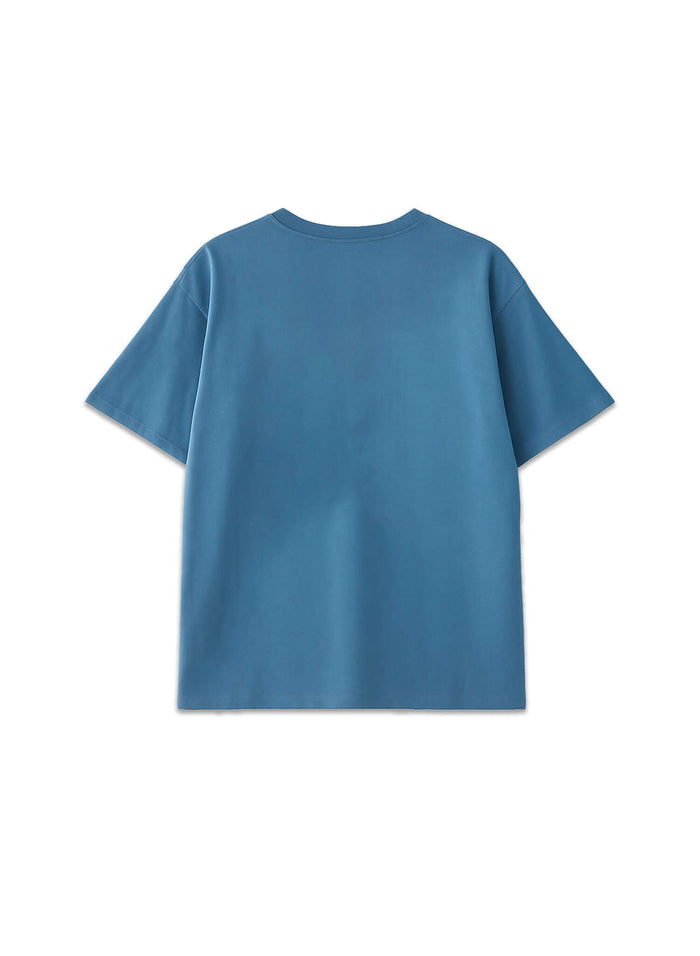 Blue Éclectique monogram embroidered cotton t-shirt with relaxed fit back view