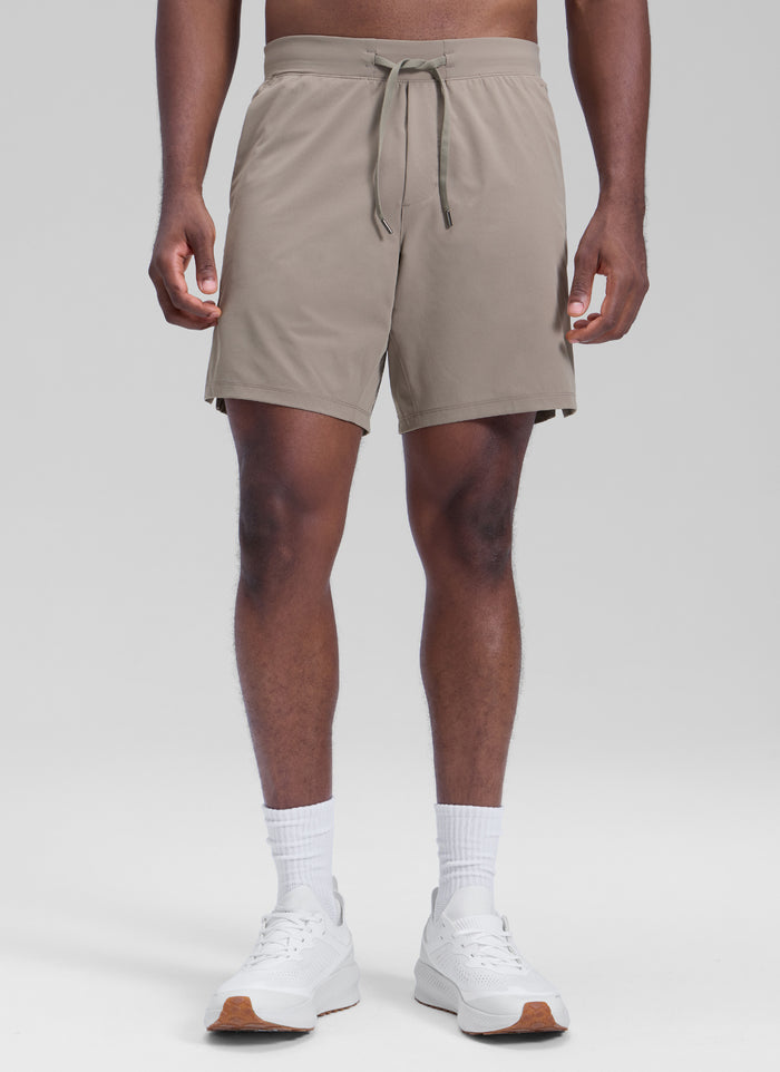 CRZ YOGA Men's Motion Workout Classic FIt Quick Dry Pocket Shorts  7" Cliff Ash