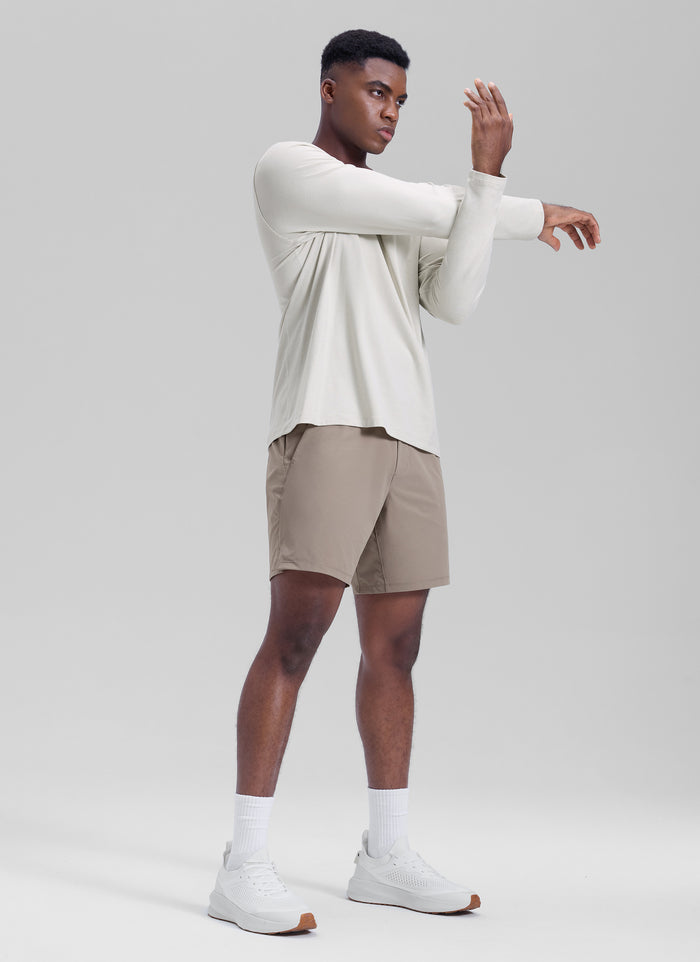 CRZ YOGA Men's Motion Workout Classic FIt Quick Dry Pocket Shorts  7" Cliff Ash