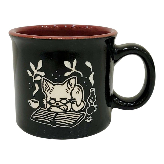 Mug - 14oz - Book Cat Camp Mug (Burgundy) by Bread and Badger