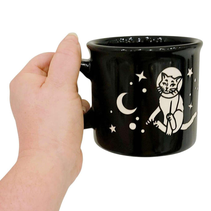 Mug - 14oz - Space Cat Camp Mug (Black) by Bread and Badger