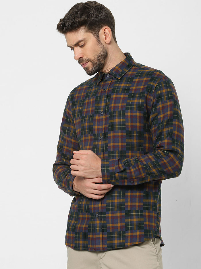 Multi-Coloured Check Organic Cotton Full Sleeves Shirt