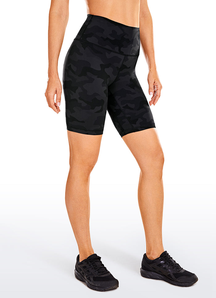 CRZ YOGA Women's Yoga High Rise Biker Shorts Nakedfeel Shorts 8'' Dark grey camouflage