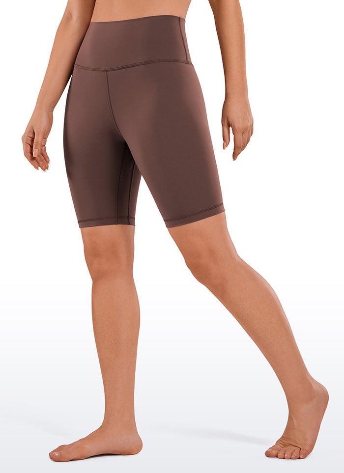 CRZ YOGA Women's Yoga High Rise Biker Shorts Nakedfeel Shorts 8'' Taupe