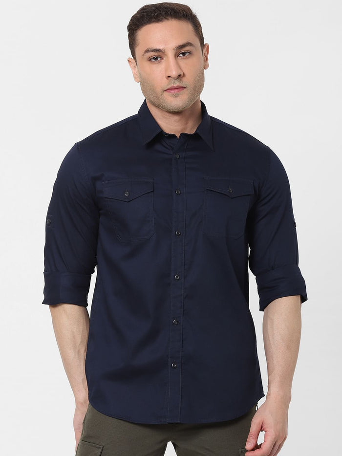 Navy Blue Full Sleeves Shirt