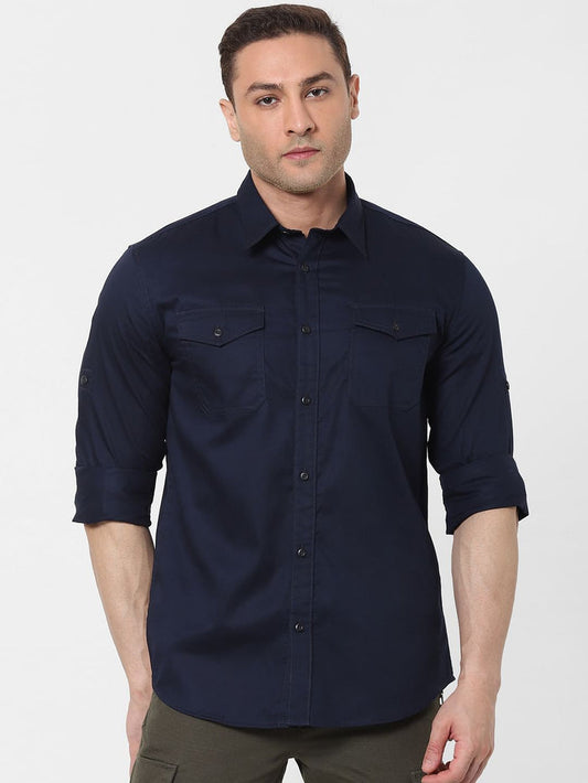 Navy Blue Full Sleeves Shirt