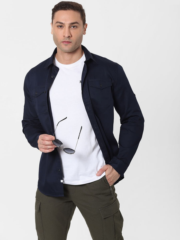 Navy Blue Full Sleeves Shirt