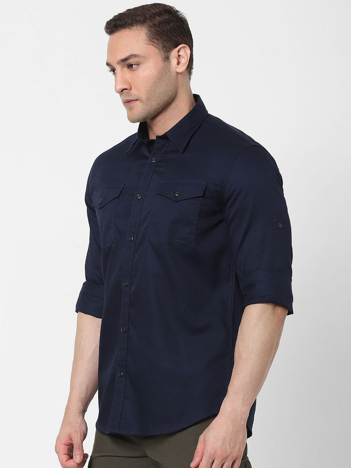 Navy Blue Full Sleeves Shirt