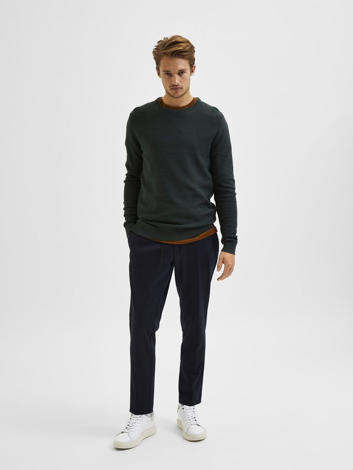 Navy Blue Mid Rise Striped Trousers