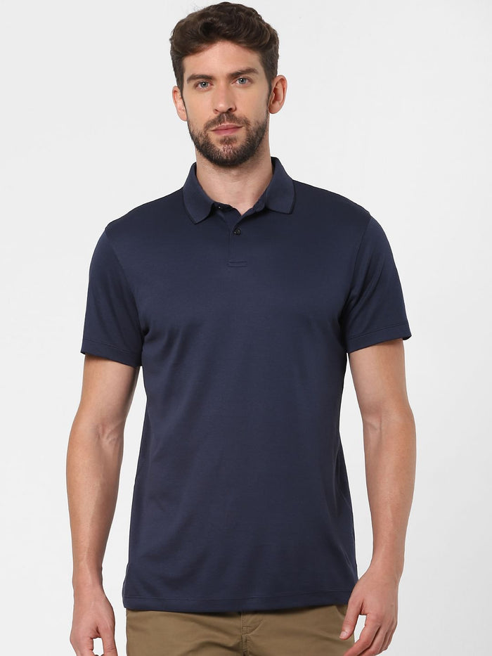 Navy Blue Polo Neck T-Shirt