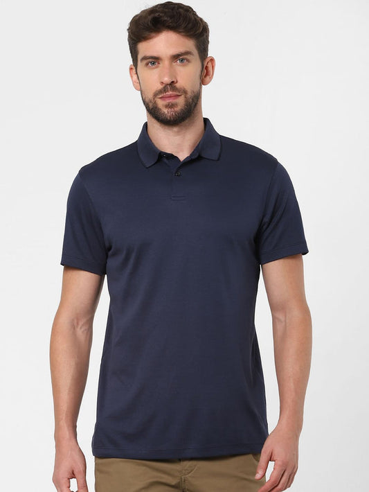 Navy Blue Polo Neck T-Shirt
