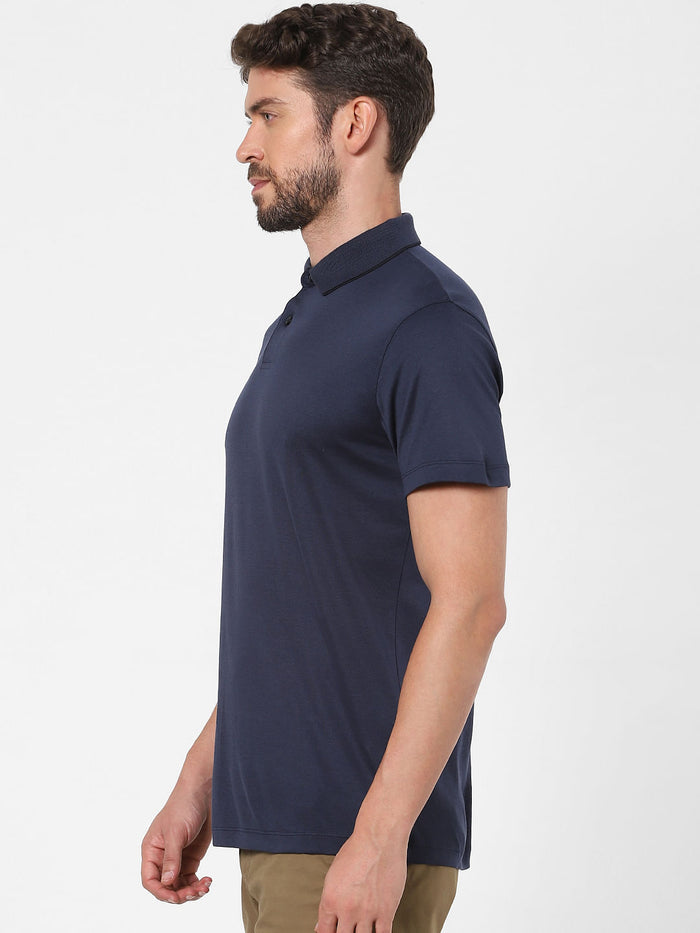 Navy Blue Polo Neck T-Shirt