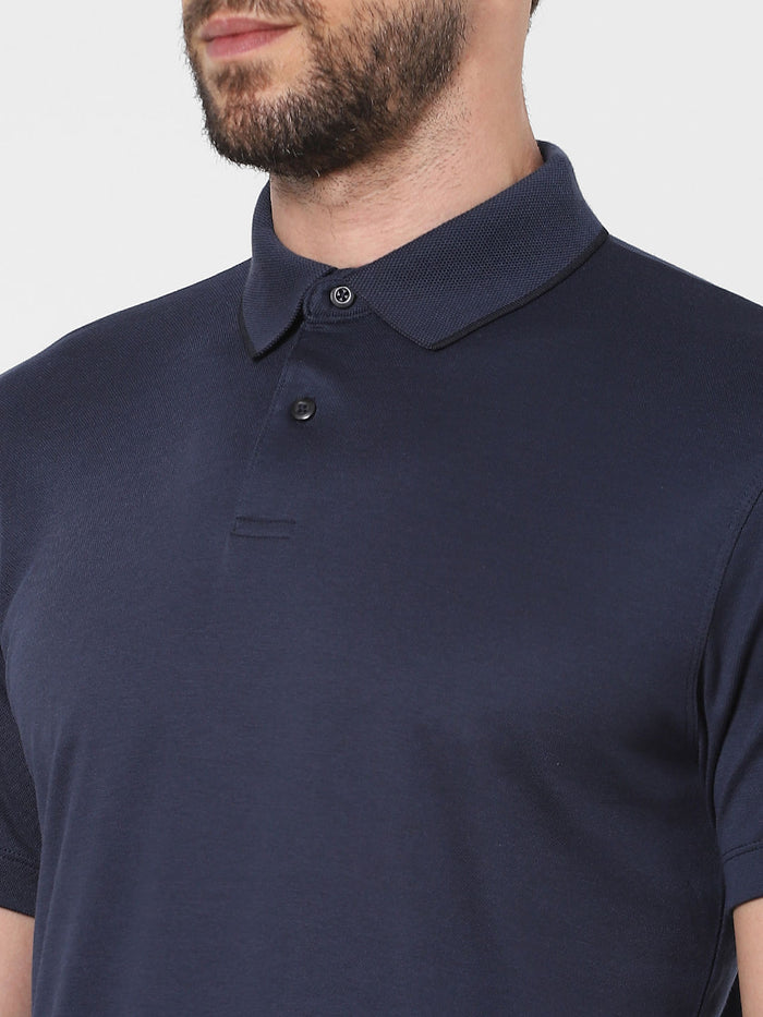 Navy Blue Polo Neck T-Shirt