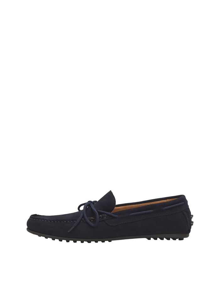 Navy Blue Suede Loafers