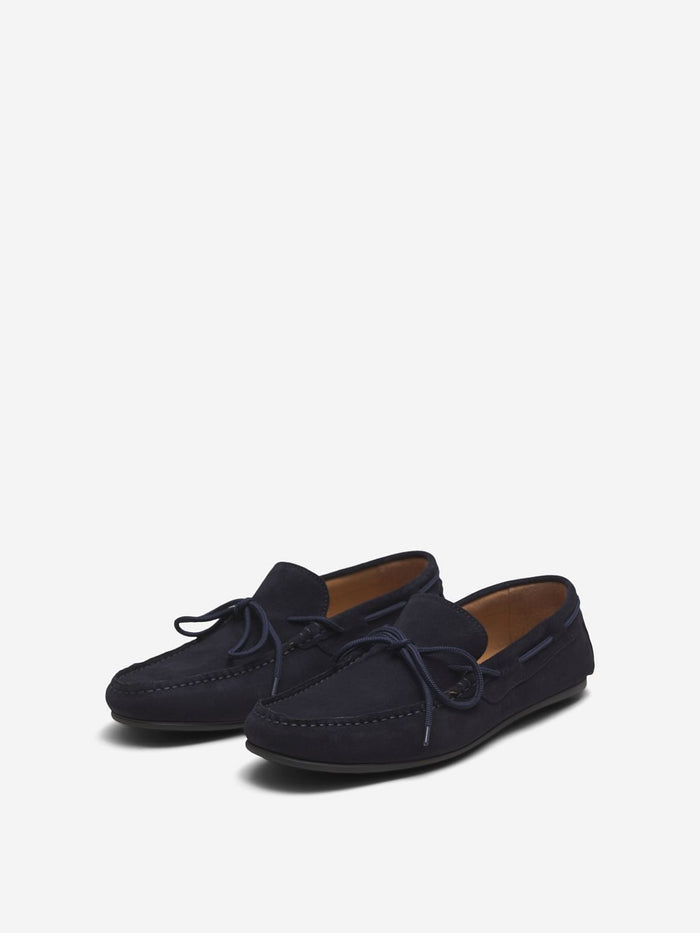 Navy Blue Suede Loafers