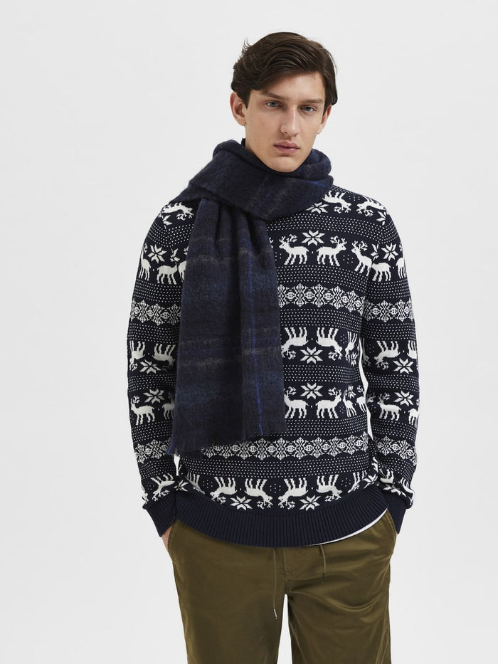 Navy Blue Xmas Print Pullover