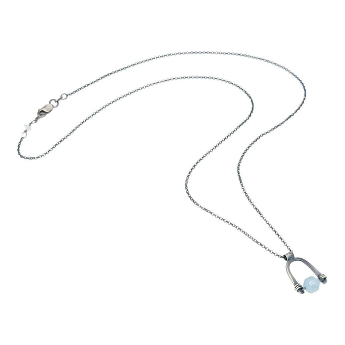 Necklace - Arc Pendant (Aquamarine) by Three Flames Silverworks