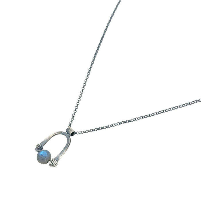 Necklace - Arc Pendant (Labradorite) by Three Flames Silverworks