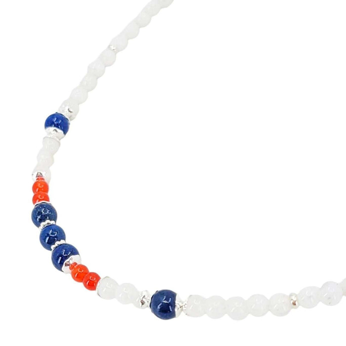 Necklace - Mixed Stone Bead Chain (Lapis, Moonstone, Red Jade, Sterling Silver) by Tiny Aloha