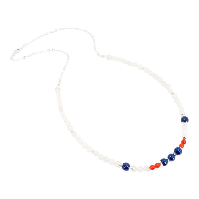 Necklace - Mixed Stone Bead Chain (Lapis, Moonstone, Red Jade, Sterling Silver) by Tiny Aloha