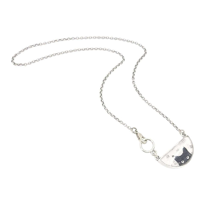 Necklace - Peeking Black Cat Resin Half-Round (Antiqued Silver) by Christine Stoll |Altered Relics