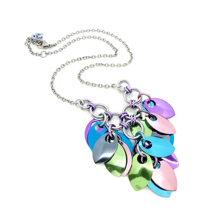 Necklace - Reversible V Feather Cascade (Cosmic Unicorn) by Rebeca Mojica
