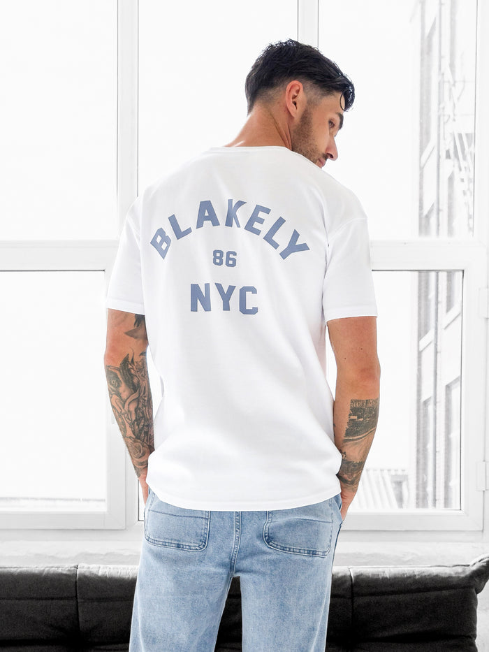 NYC Relaxed T-Shirt - White & Cloudy Blue