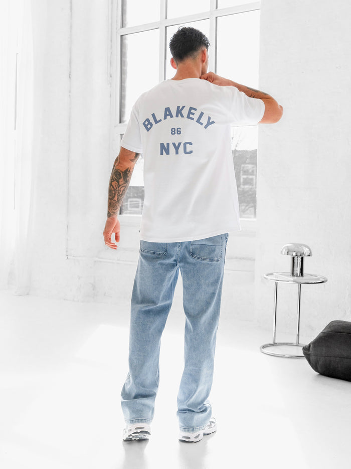 NYC Relaxed T-Shirt - White & Cloudy Blue
