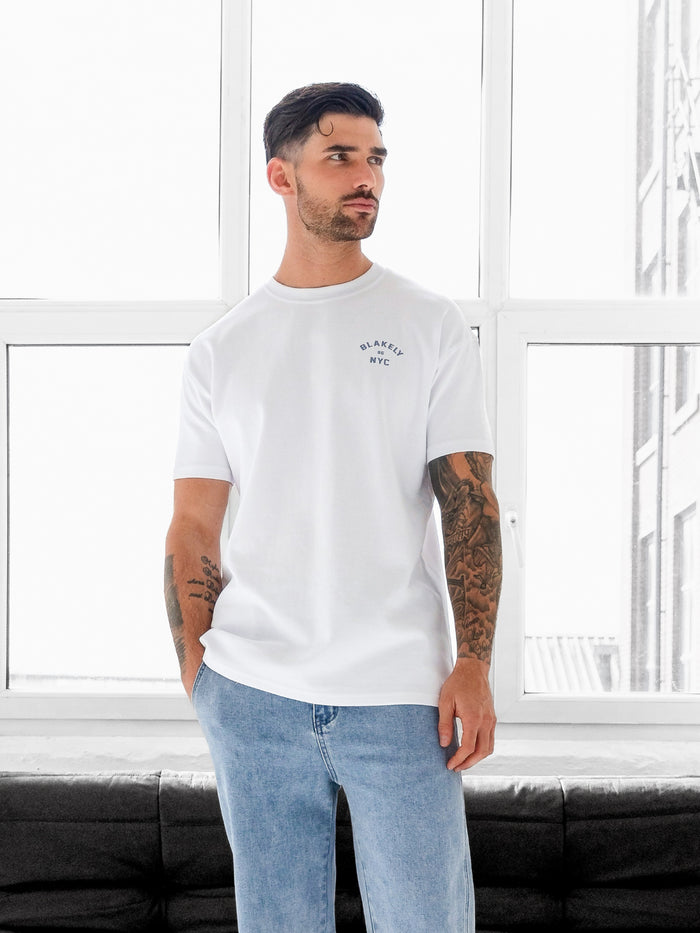 NYC Relaxed T-Shirt - White & Cloudy Blue