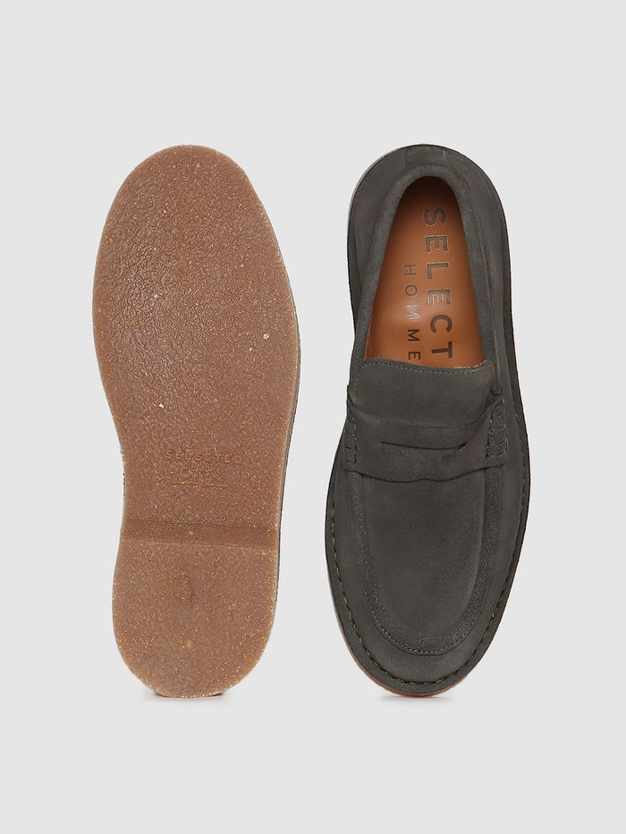 Olive Green Suede Loafers
