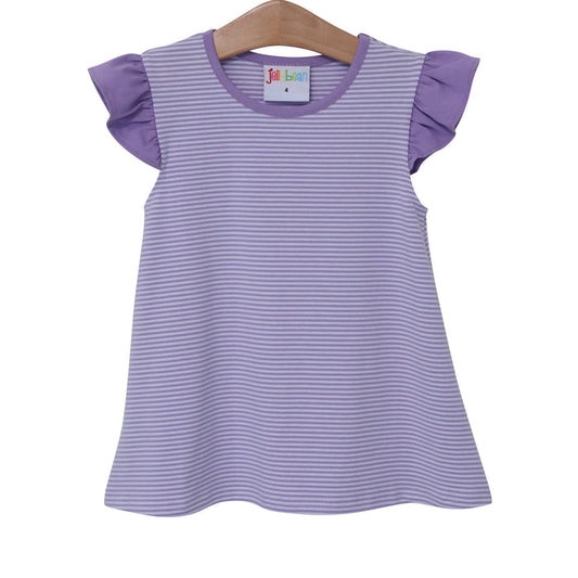 Olivia Flutter Dress- Lavender Stripe