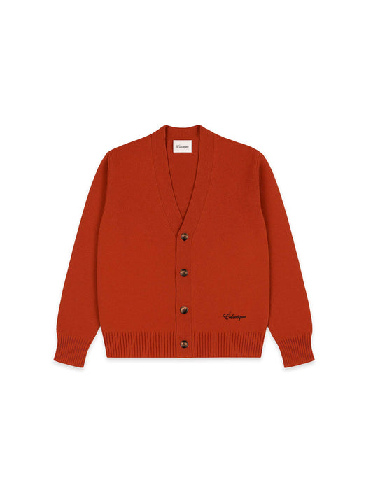 Orange v neck cardigan in Sunburst front flat lay