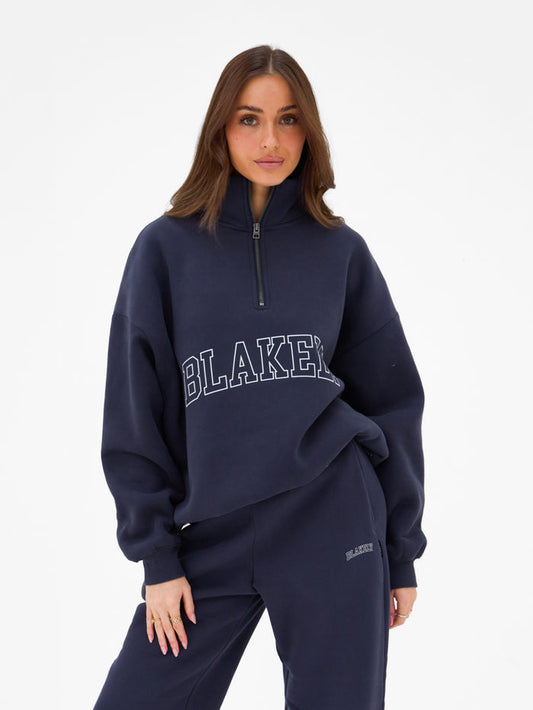 Outline Varsity 1/4 Zip Jumper - True Navy