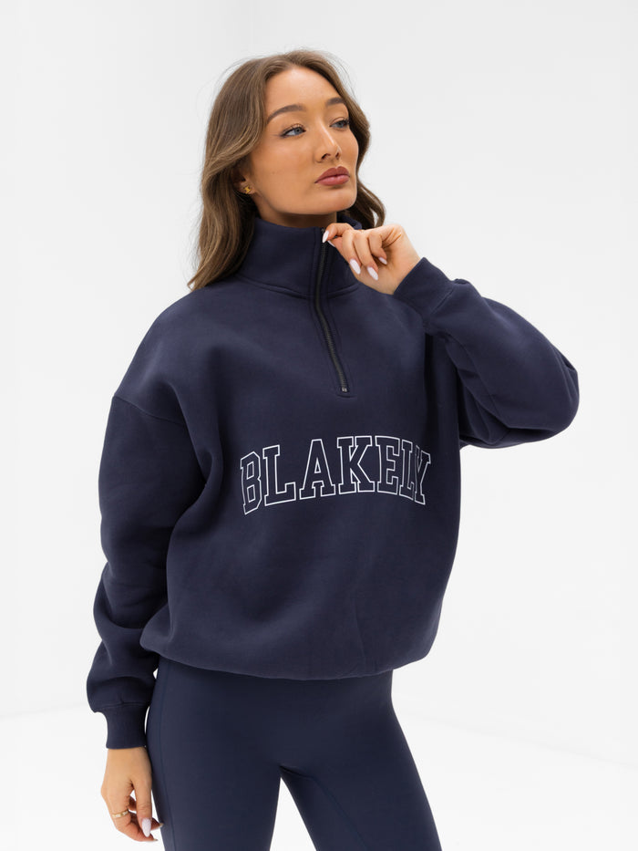 Outline Varsity 1/4 Zip Jumper - True Navy