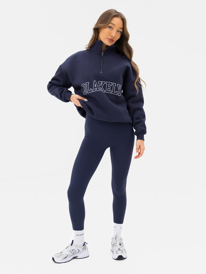 Outline Varsity 1/4 Zip Jumper - True Navy
