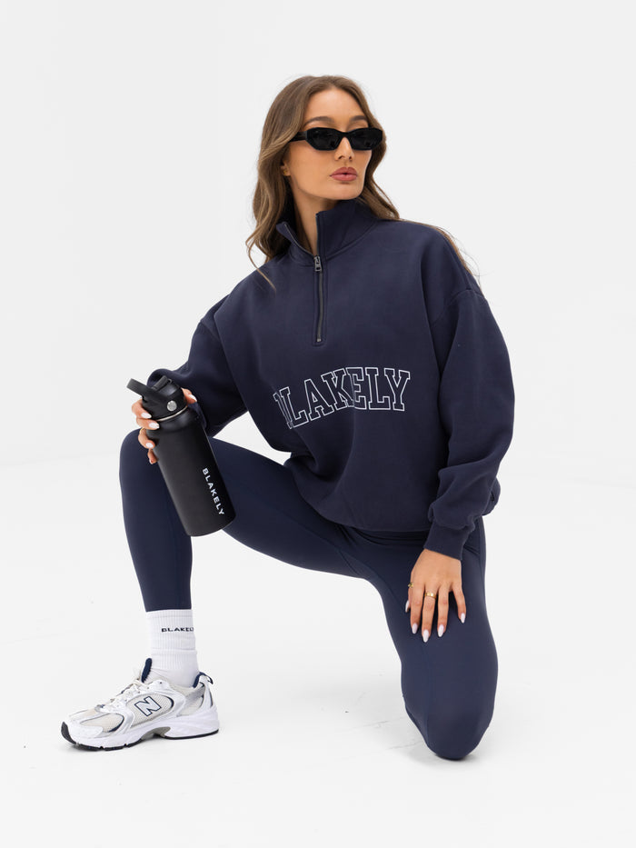 Outline Varsity 1/4 Zip Jumper - True Navy