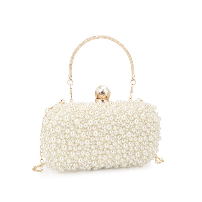 PAISLEY Faux Pearl Hard Case Clutch with Top Handle