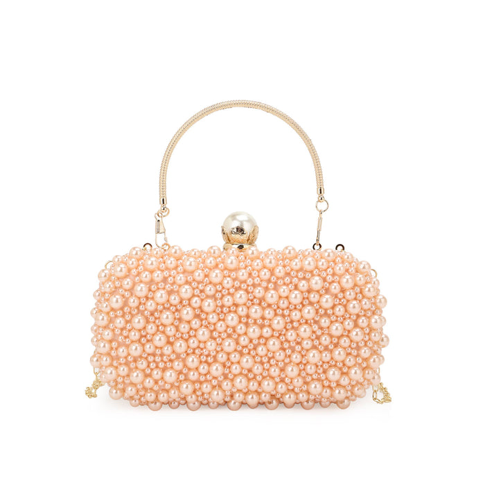 PAISLEY Faux Pearl Hard Case Clutch with Top Handle