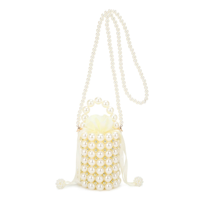 PANDORA Faux Pearl Top Handle Bucket Bag with Beaded Chain