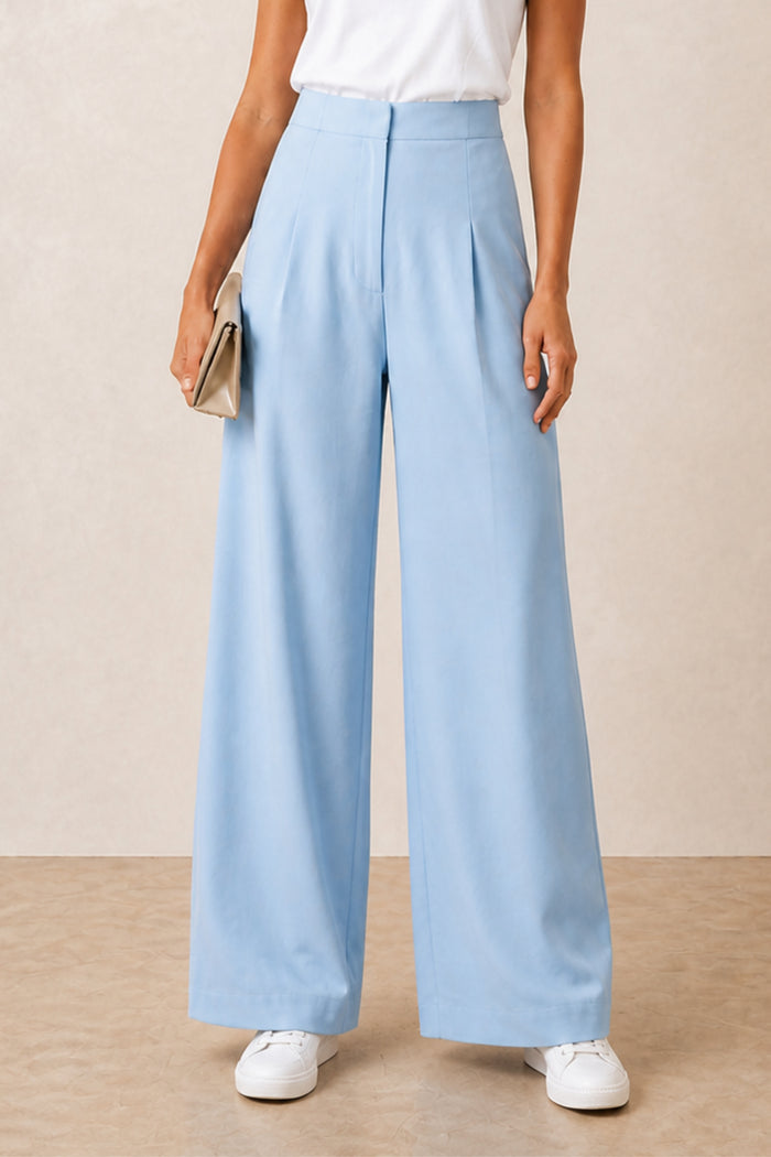 Pastel Blue Tailored Wide Leg Trouser
