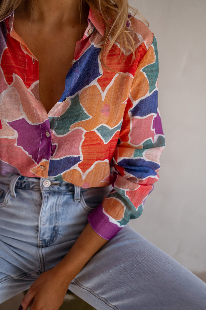 Patterned Hadri colorful shirt styled outfit