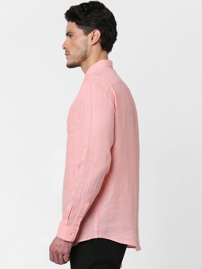 Pink Full Sleeves Linen Shirt