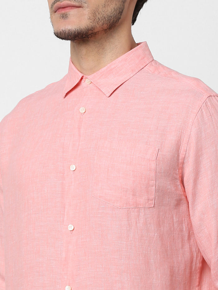 Pink Full Sleeves Linen Shirt