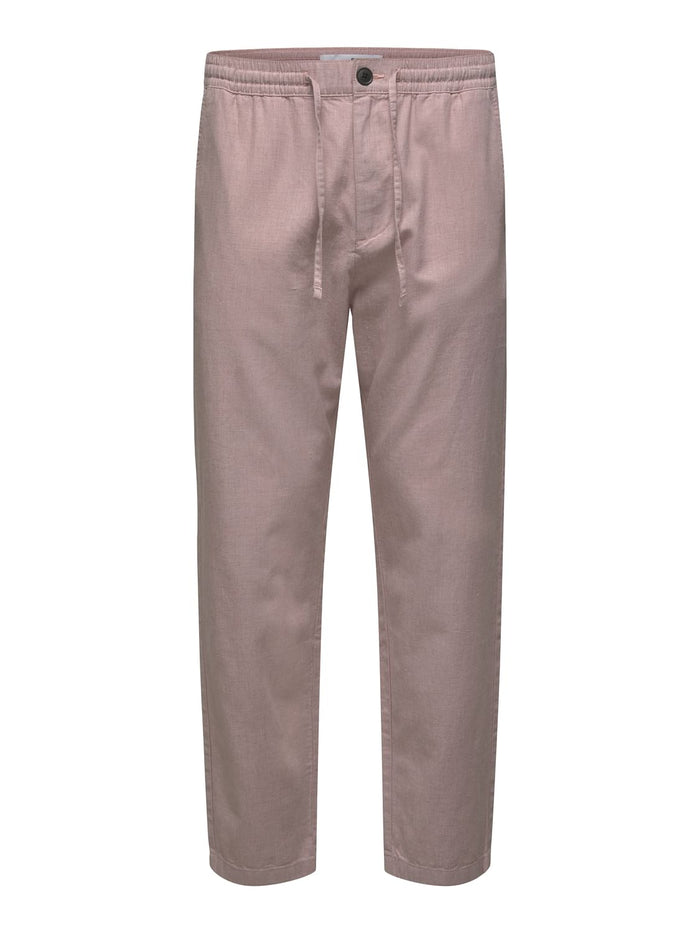 Pink Linen Blend Pants