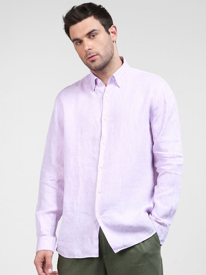 Pink Linen Full Sleeves Shirt
