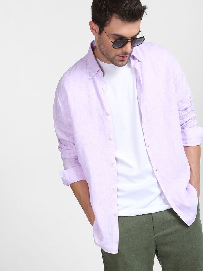 Pink Linen Full Sleeves Shirt