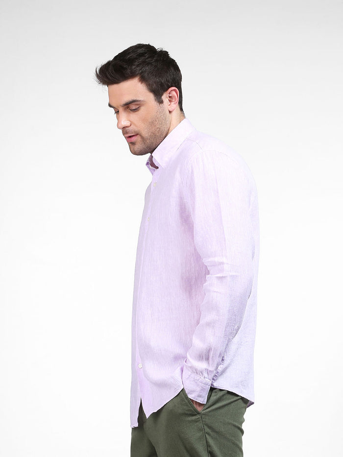 Pink Linen Full Sleeves Shirt