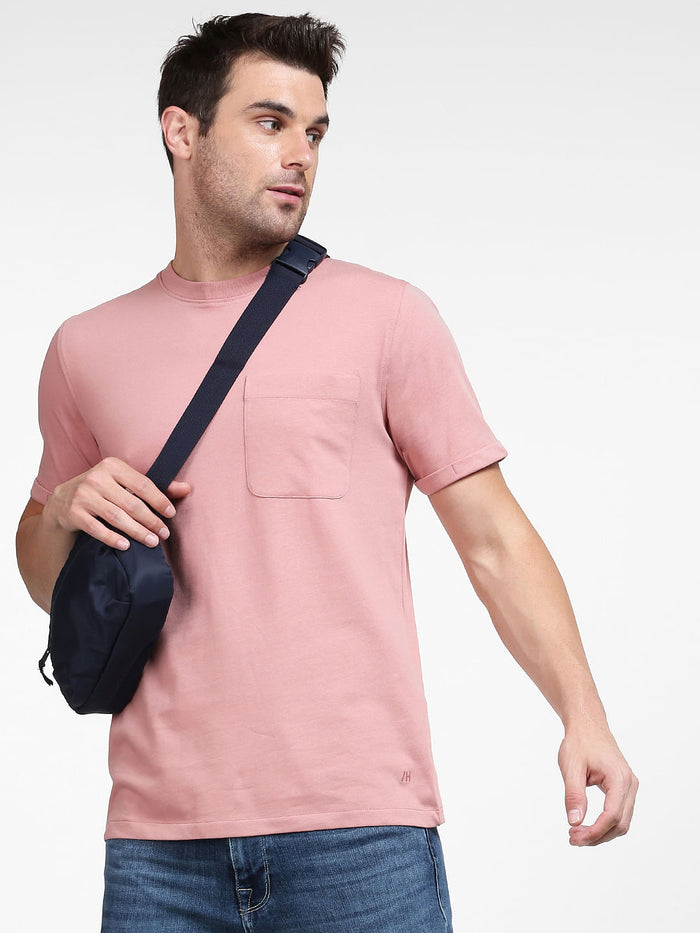 Pink Organic Cotton Crew Neck T-Shirt