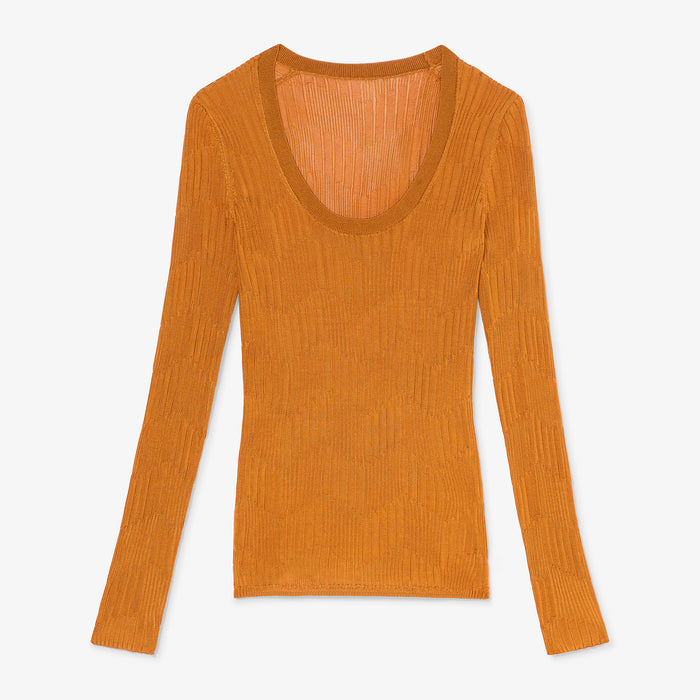 packshot image of the rae top in caramel