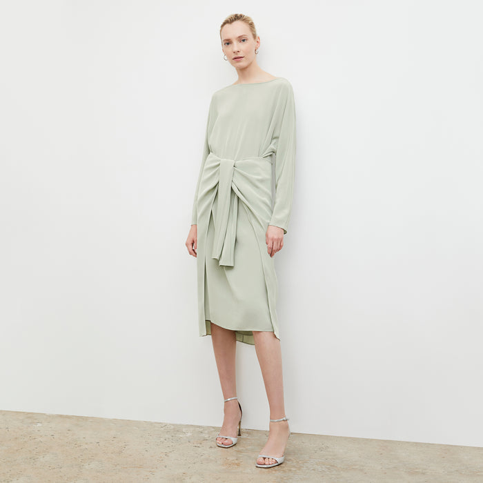 Front image of a woman wearing the Rashmeen dress in Minty Green | Lead